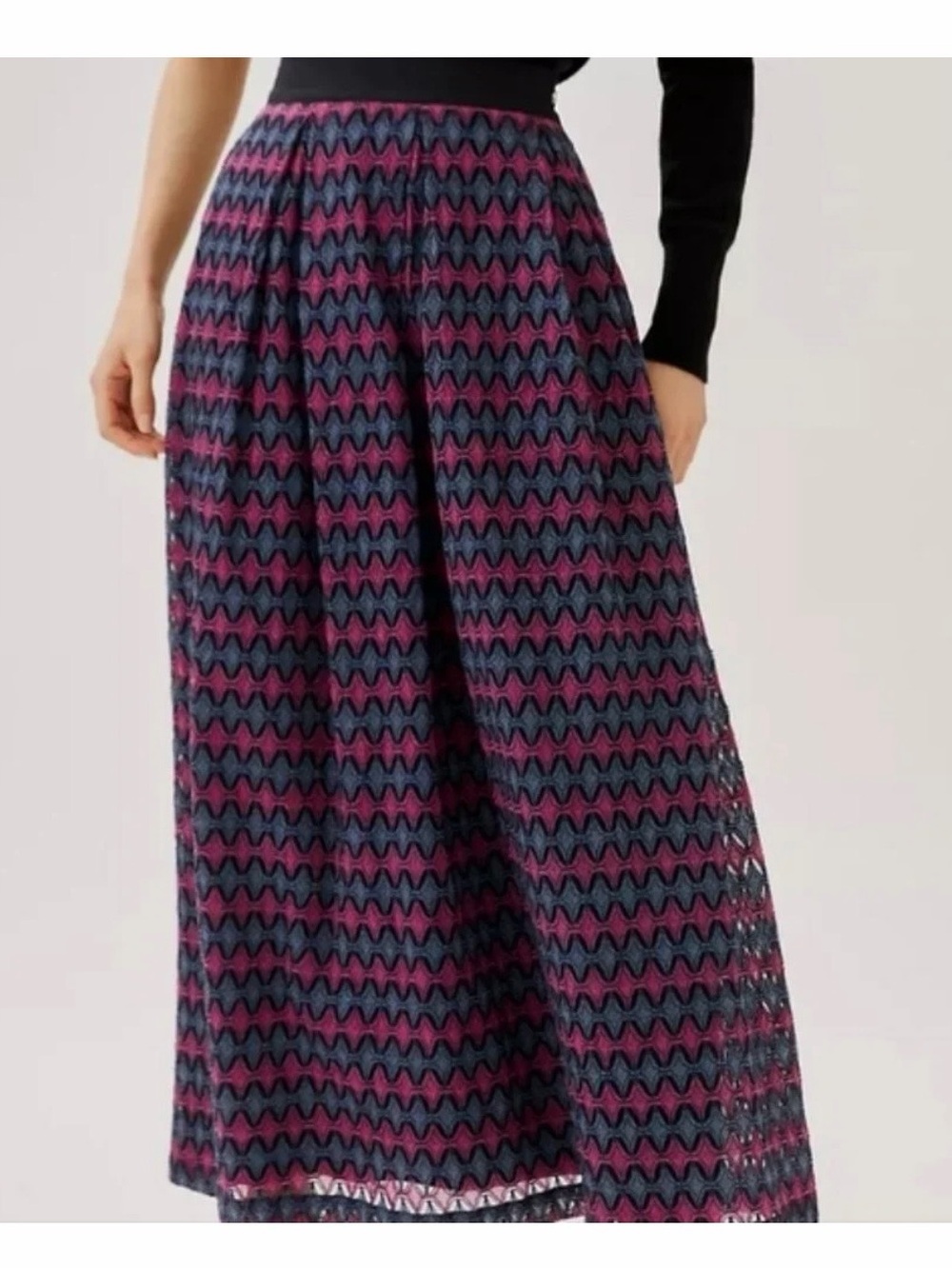 Anthropologie  Let me be Textured pink and blue Maxi Skirt Size XS